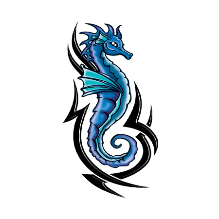 Glitter Sea Horse Tattoo