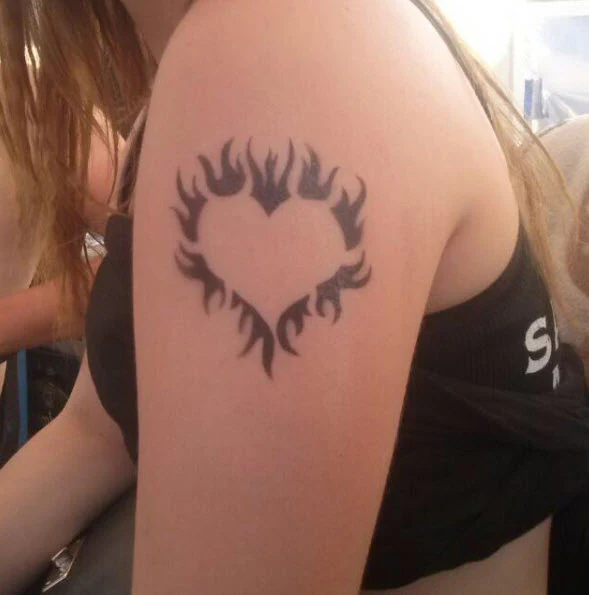Glow Flame Heart Tattoo - Image 4