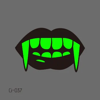Glow in the Dark ephemeral Vampire Teeth tattoo from Halloween