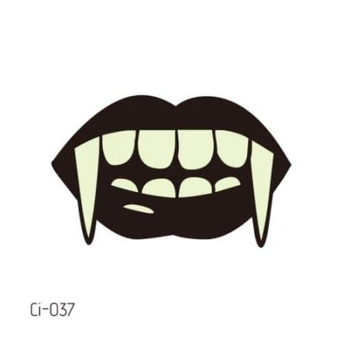 Glow in the Dark ephemeral Vampire Teeth tattoo from Halloween - Image 2