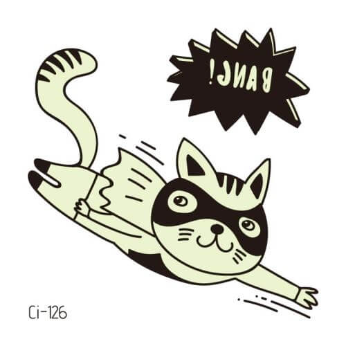 Glow in the Dark Flying Cat temporary tattoo Halloween - Image 2