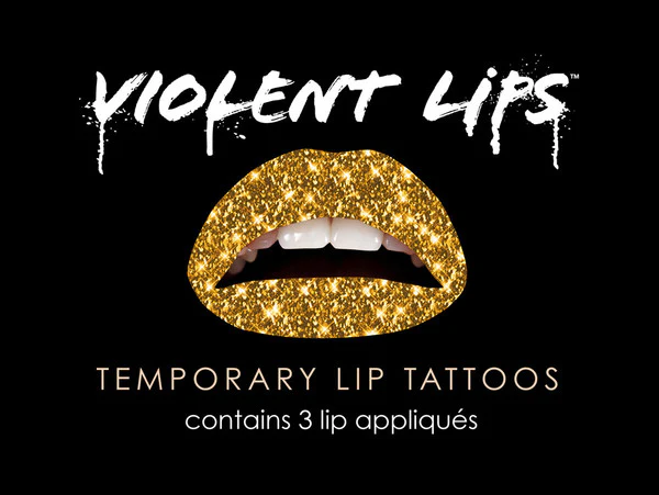 Gold Glitteratti Violent Lips (3 Lip Tattoo Sets)