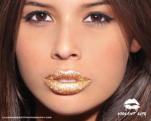 Gold Glitteratti Violent Lips (3 Lip Tattoo Sets) - Image 2