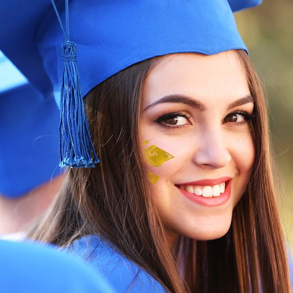 Gold Graduation Cap PrismFoil Tattoo - Image 2
