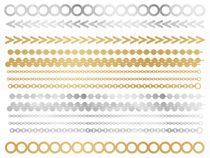 Gold Silver Foil Chains (14 Tattoos)