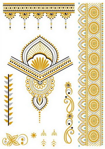 Gold & Silver Metallic Jewelry Hand  Set (9 Tattoos) - Image 2