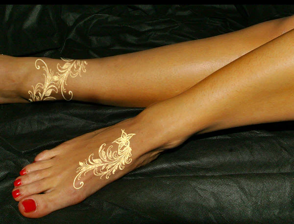 Golden Flowers & Leafs Tattoos - Image 4