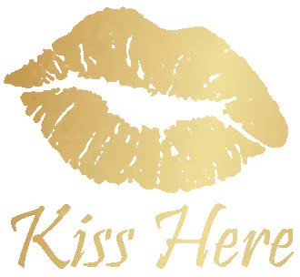 Golden Kiss Here Lips Tattoo