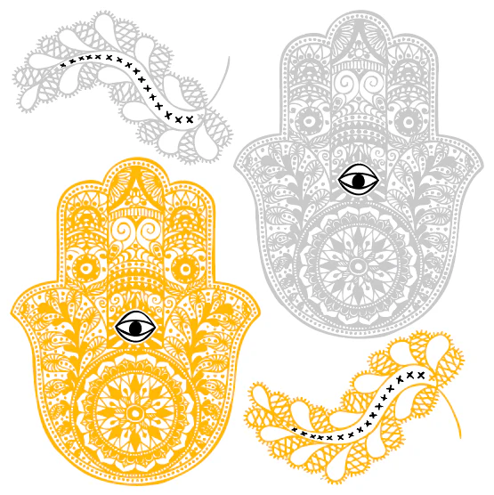 Hamsa & Feather Foil Tattoos