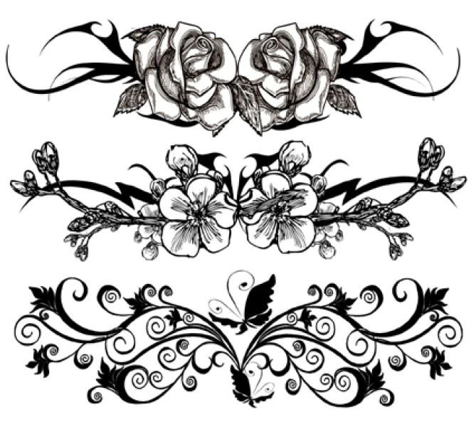 Henna Flower Butterfly Band Temporary Tattoo