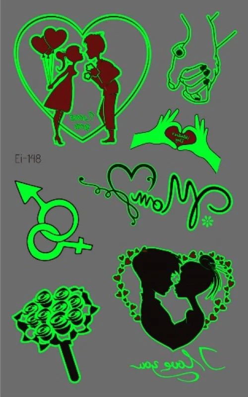 I Love You Glow Temporary Tattoo - Image 2