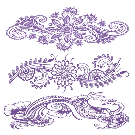 Indigo Henna Flower Tattoos (3 Tattoos)