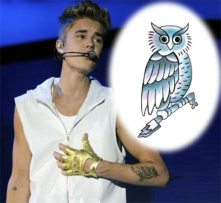 Justin Bieber - Small Owl Tattoo - Image 2