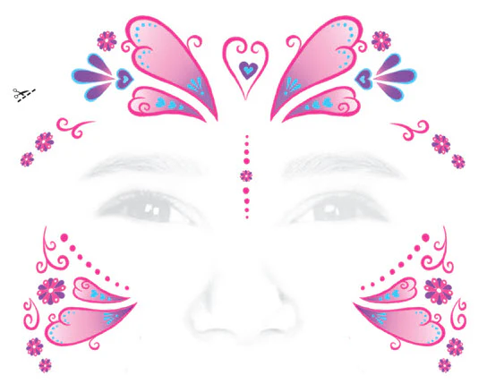 Kid Princess Butterfly Face Tattoo