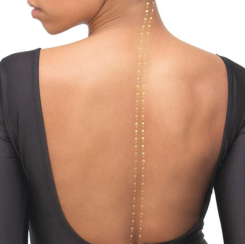 Metallic Gold Dots Spine Temporary Tattoo