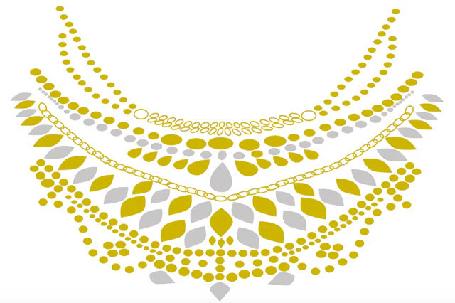 Large Gold & Silver Necklace Tattoo