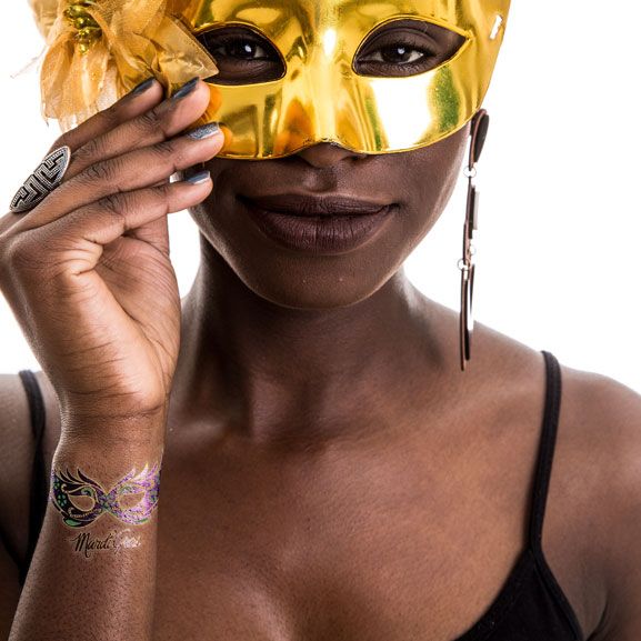 Mardi Gras Masquerade Mask PrismFoil Tattoo - Image 2