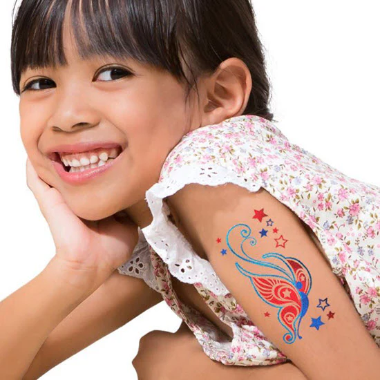 Metallic Butterfly & Stars Tattoo - Image 2