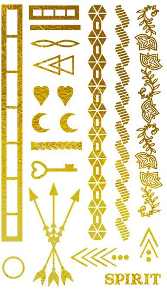 Metallic Gold Festival Collection PrismFoil Tattoos (19 Tattoos)