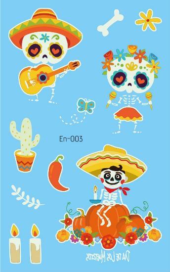Mexico Glow in the Dark Halloween Temporary Tattoo