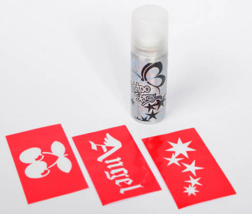 Midnight Silver Temporary Tattoo Spray 50 ml + 3 Stencils - Image 2