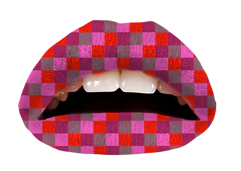 Multi-Colour Checkered Violent Lips (3 Lip Tattoo Sets) - Image 2