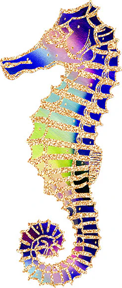 Multicolor Metallic Seahorse Tattoo