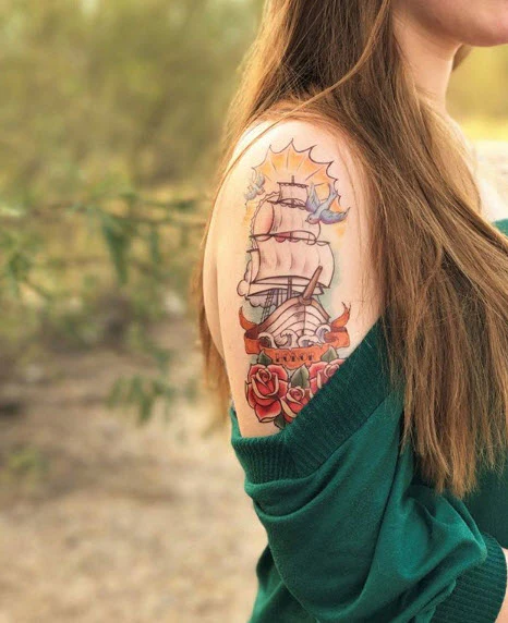 Nautical Sailboat Sleeve Tattoo - Image 6