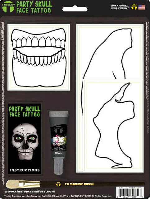 Party Skull Face Tattoo Kit - Glow in the Dark - Image 2