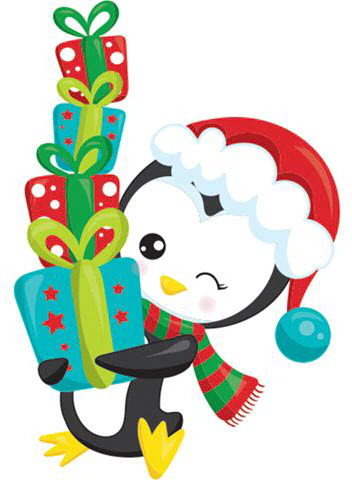 Penguin with Stack of Presents Tattoo