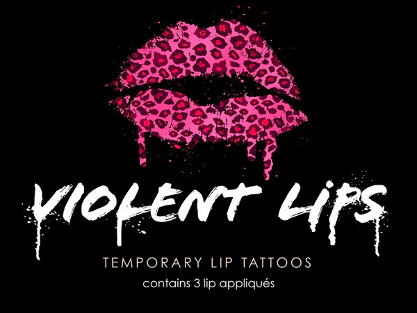 Pink Cheetah Violent Lips (3 Lip Tattoo Sets)