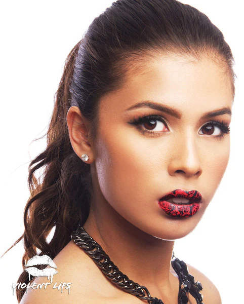 Pink & Red Roses Violent Lips (4 Lip Tattoo Sets) - Image 2