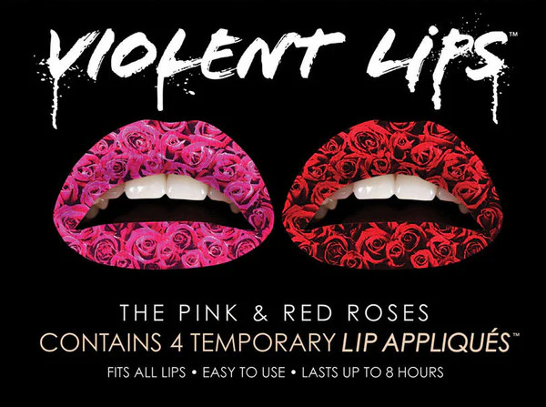 Pink & Red Roses Violent Lips (4 Lip Tattoo Sets) - Image 3