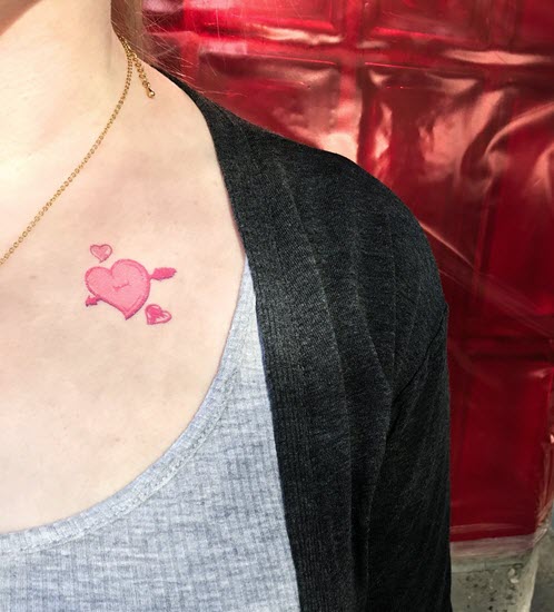 Pink Valentines Hearts Tattoo - Image 3