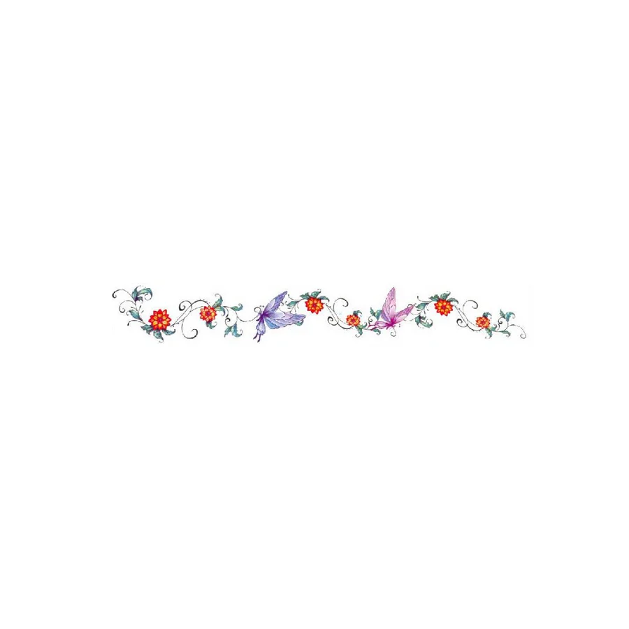 Purple and Blue Butterflies with Orange Flowers Long Body Tattoo - Image 2