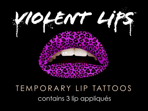 Purple Cheetah Violent Lips (3 Lip Tattoo Sets)