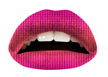 Purple & Coral Halftone Violent Lips (3 Lip Tattoo Sets) - Image 2