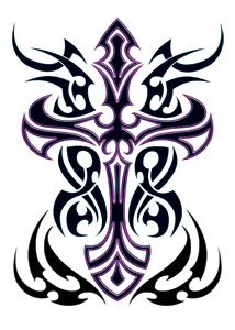 Purple Tribal Cross Tattoo