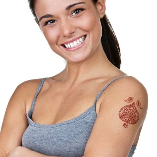 Red Henna Leaves Tattoo - Image 2