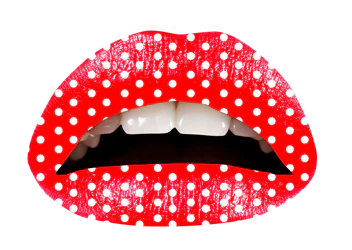 Red Polka Violent Lips (3 Lip Tattoo Sets) - Image 3