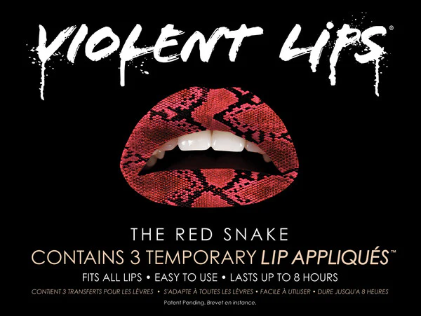 Red Snake Violent Lips (3 Lip Tattoo Sets)