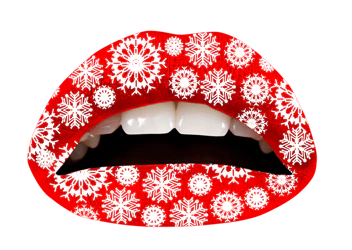 Red Snowflakes Violent Lips (3 Lip Tattoo Sets) - Image 3
