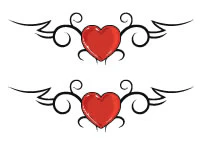 Red Tribal Hearts (2 Tattoos)