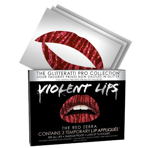 Red Zebra Glitteratti Violent Lips (3 Lip Tattoo Sets)