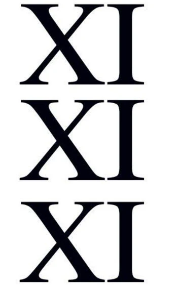 Roman Numeral 11 (Eleven) Tattoo (3 tattoos)