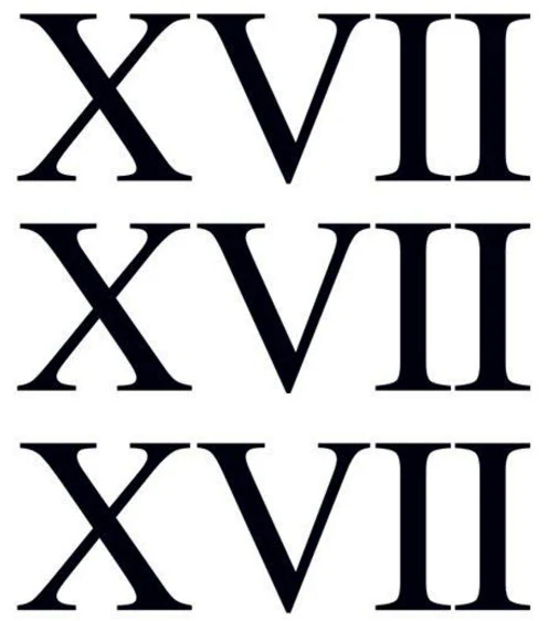 Roman Numeral 17 (Seventeen) Tattoo (3 tattoos)