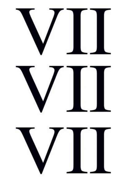 Roman Numeral 7 (Seven) Tattoo (3 tattoos)