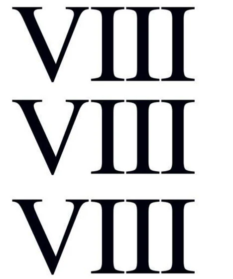 Roman Numeral 8 (Eight) Tattoo (3 tattoos)