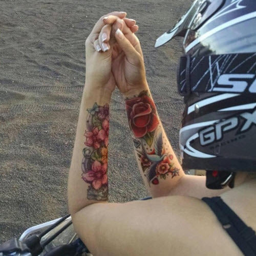 Rose And Swallow Sleeve Tattoo - Image 3