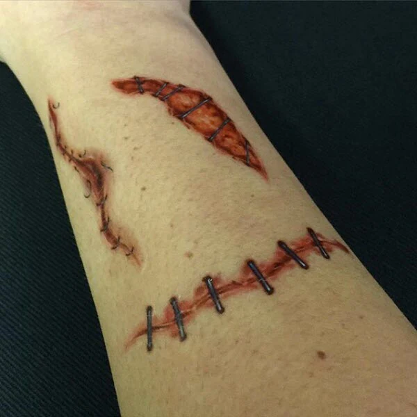 Scary Stitched Wounds Tattoos - Image 3
